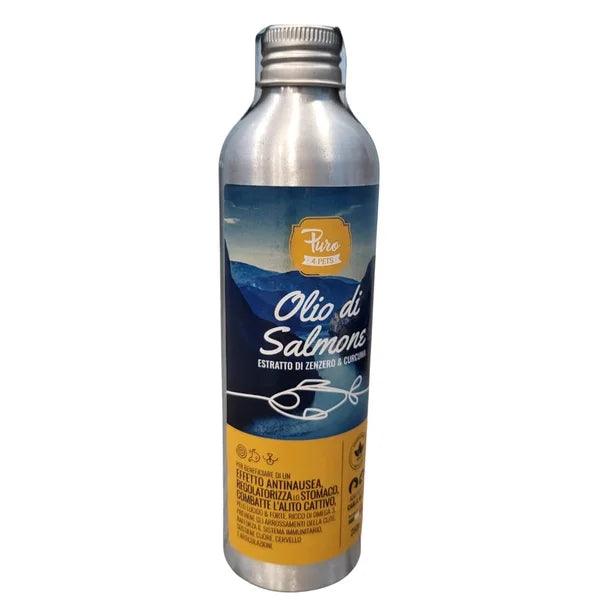 Bravery olio di salmone con estratto di zenzero e curcuma per cani e gatti