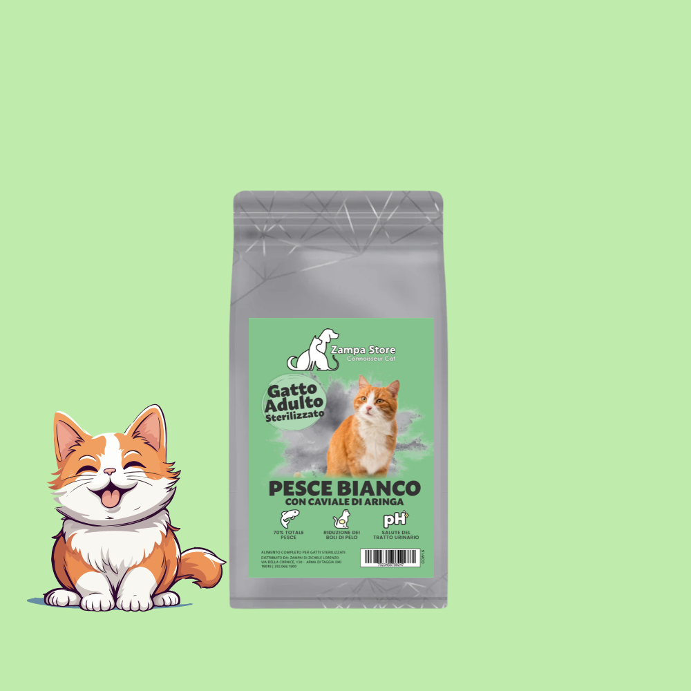 Crocchette gatto pesce bianco con caviale zampa!|