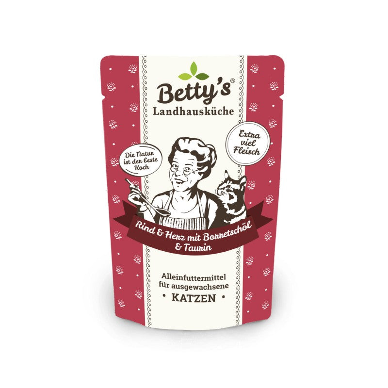 Betty's  Cuore di Manzo con Olio di Borragine Umido per Gatti
