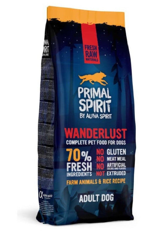 PRIMAL SPIRIT Wanderlust cibo morbido per cani pollo e riso 1 kg